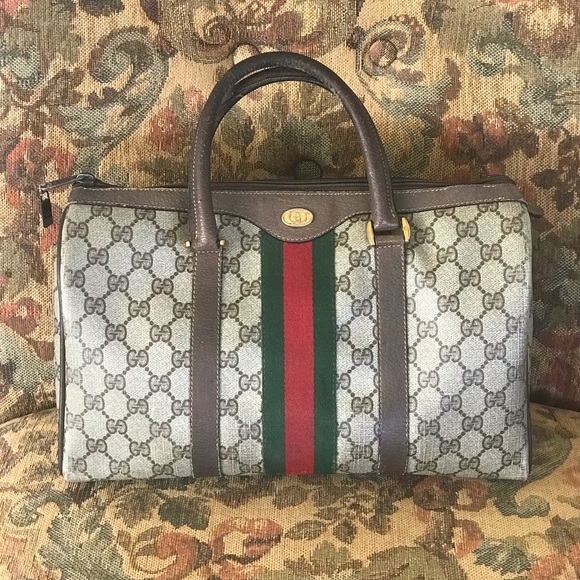 Gucci Handbags - Vintage Gucci GG Monogram Boston Brown Speedy Bag